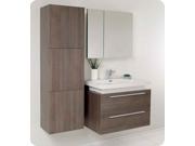 Medio Modern Bathroom Vanity Set in Gray Oak Finish Cascata Chrome