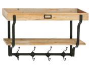 Functional Multi Level Wall Shelf And Hooks by Benzara
