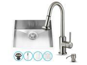 23 in. Single Bowl Kitchen Sink Set