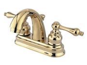 Two Handle 4 Centerset Lavatory Faucet with Retail Pop up in Polished Brass by Kingston Brass