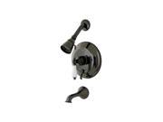 Kingston Brass NB36300PL Water Onyx Pressure Balanced Tub Shower Faucet with P