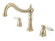 Two Handle Roman Tub Filler in Polished Brass by Kingston Brass