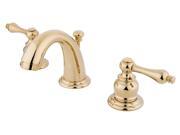 Two Handle 4 to 8 Mini Widespread Lavatory Faucet with Retail Pop up in Polished Brass by Kingston Brass