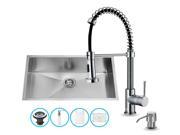 32 in. Undermount Kitchen Sink and Chrome Faucet Set
