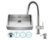 All in One 36 in. Kitchen Sink and Faucet Set with Grid