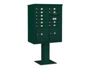 10 Door Pedestal Base High Mailbox in Green