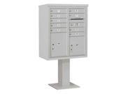 10 Door High Mailbox with Pedestal Base in Gray