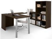 88.5 in. U Shaped Desk in Tuxedo Finish