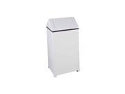 40 Gallon Swing Top Trash Can Powder Coated White w Plastic Liner
