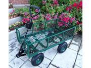 Steel Garden Utility Cart w Folding Handle Green Finish