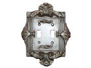 Florentine Double Switch Plate in Gilt Silver Finish