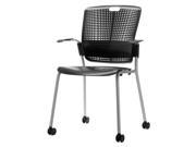 Fixed Arm Four Legs Casters Chair Cinto Black