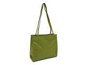Leather Market Bag w Cellphone Pocket in Apple Green
