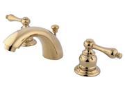 Two Handle 4 to 8 Mini Widespread Lavatory Faucet with Retail Pop up in Polished Brass by Kingston Brass