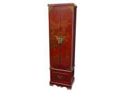 Floor Jewelry Armoire in Red Lacquer Finish