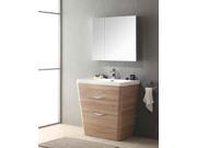 Contemporary Bathroom Vanity Set in White Oak Finish