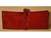 Budd Leather BL 148 9 BABY LAMB JEWELRY ROLL RED WITH BLACK LINING