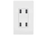 4.2 Amp USB Charger Wall Plate in White