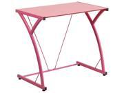 Computer Desk with Tempered Pink Glass