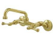 Wall Mount Kitchen Faucet in Polished Brass Finish
