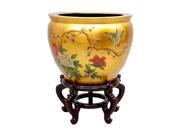 16 in. Dia. Gold Leaf Birds Flowers Fishbowl