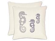 Ocean Seahorse 18 in. Cream Decorative Pillows Set of 2