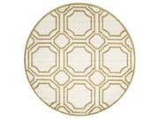 Round Rug in Ivory and Light Green