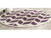 5 ft. Round Wool Rug in Purple and Ivory