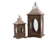 2 Pc Lantern in Stained wood Finish