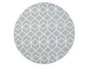 Round Area Rug in Blue and Ivory