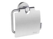 Home Euro Toilet Roll Holder w Lid in Brushed Chrome Finish