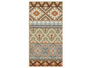 5 ft. Rectangular Area Rug in Green and Terracotta
