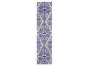 Runner Rug in Lavender and Ivory 11 ft. L x 2 ft. 3 in. W