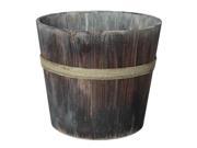 Wooden Round Bucket Planter in Brown