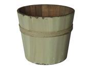 Wooden Round Bucket Planter in White