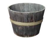 Wooden Round Bucket Planter in Brown