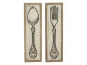 BENZARA 97739 Spoon and Fork Wood Metal Wall Decor 2 Assorted 12 W 36 H
