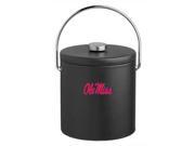 U Mississippi Black 3 Qt. Ice Bucket with Thick Leatherette Lid