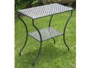 Iron Antique Black 2 Tier Patio Side Table