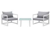3 Pc Patio Sectional Sofa Set in White and Gray