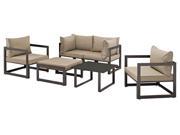 6 Pc Outdoor Conversation Set in Brown Mocha