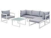 6 Pc Outdoor Sectional Sofa Set with Ottoman in Gray