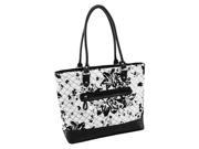 Quilted Fabric with Faux Leather Tote in White Floral