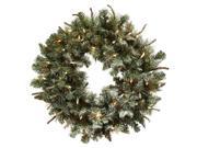 Lighted Frosted Pine Wreath