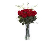 Giant Fancy Red Rose and Willow Arrangement