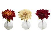 Dahlia with Decorative Vase Set of 3
