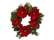 Red Magnolia and Pine Wreath
