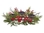 Berry and Pine Triple Candelabrum
