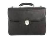 Milano Leather Double Gusset Briefcase in Black