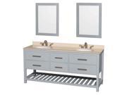 3 Pc Double Sink Bathroom Vanity Set in Gray Finish